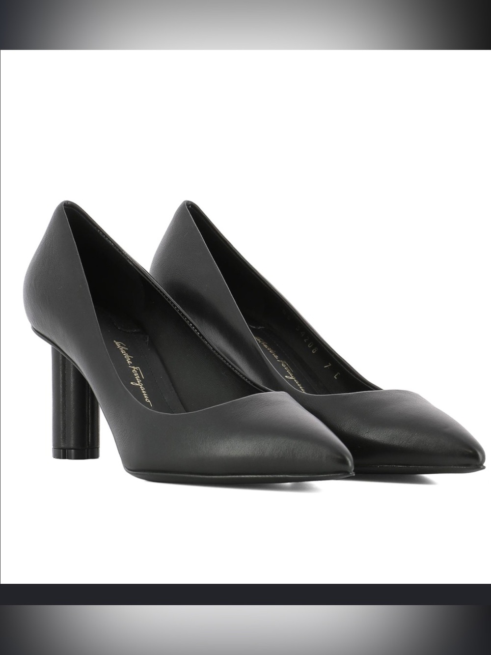 Salvador Ferragamo Badia black flower heel pumps